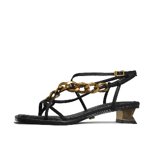 CHAIN AND SQUARE TOE SANDALS NUH4578BK