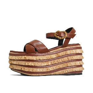 STRAW BUCKLE SANDALS NUH4576BR