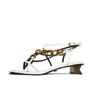 CHAIN AND SQUARE TOE SANDALS NUH4578WH